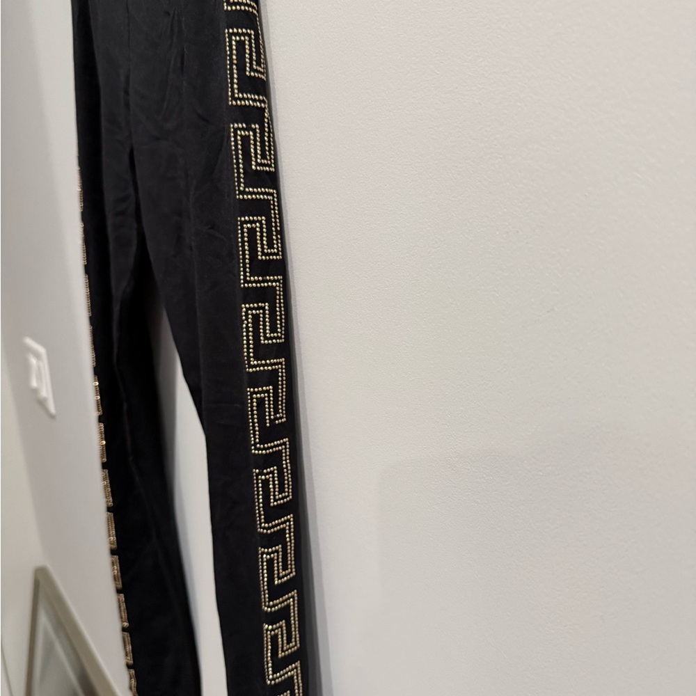 Versace Black Leggings with Gold Detailing
